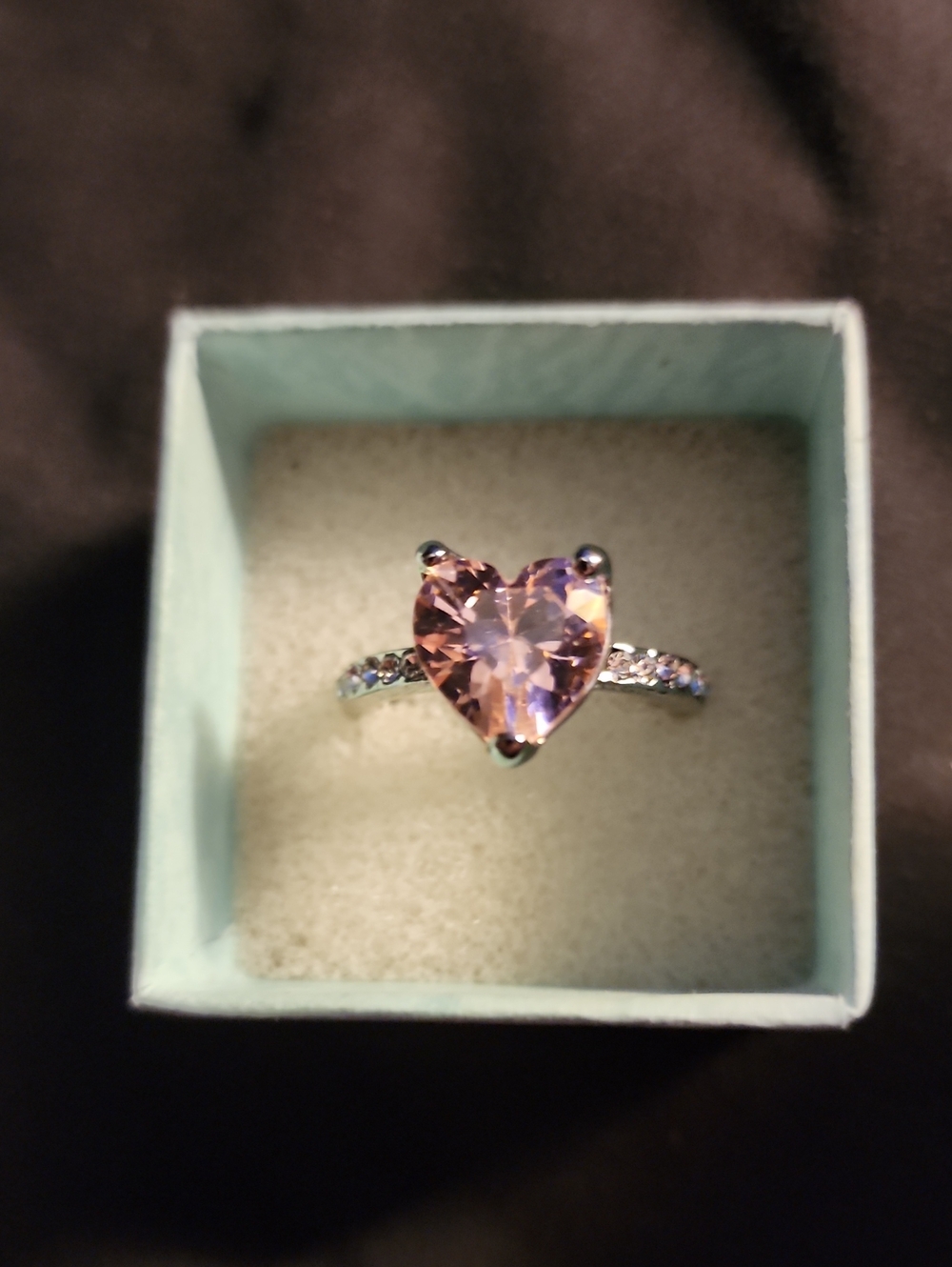 Heart-Cut Pink Stone Ring with Accent Stones